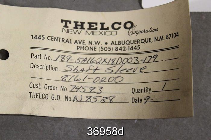 Unused Ingersoll Rand HOC Pump Shaft Sleeve, Unused, 189 5A162X18D0003 #36958