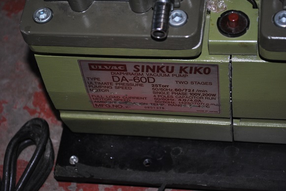 Used toyaden vacuum pump 100V  1.5KVA  shinku kiko diaphram valve  kd-500 : da-60D