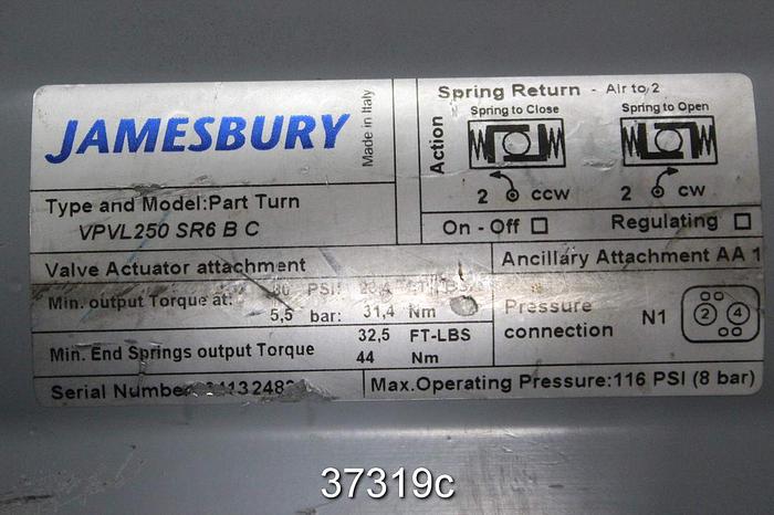 Used Jamesbury 1.5" Pneumatic Ball Valve, 1.5 9FA 2236 XTB #37319