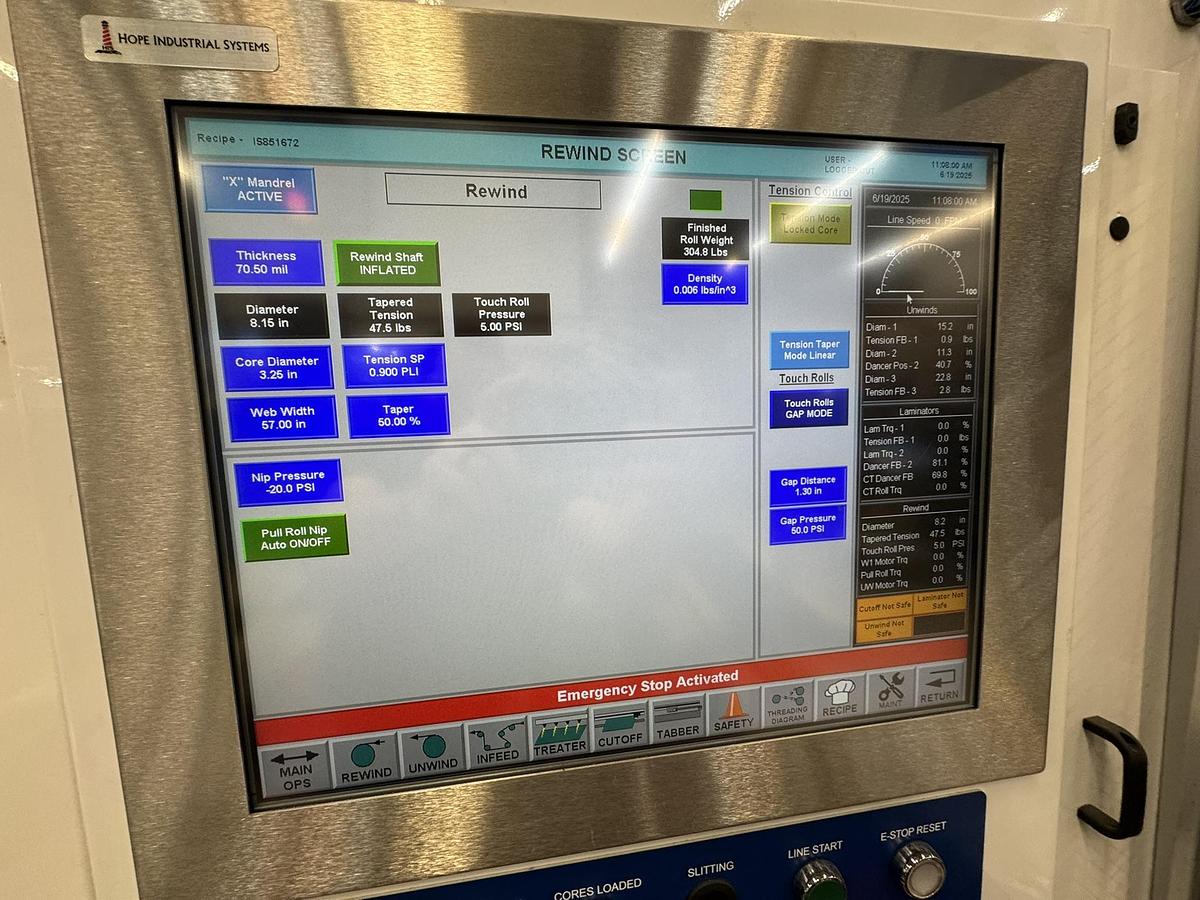 Used 72" WIDE CATBRIDGE LAMINATION LINE & TURRET REWINDER - MFG 2023