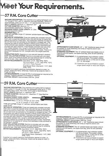 Used SONOCO CORE SAW CORE CUTTER - PENDING LS