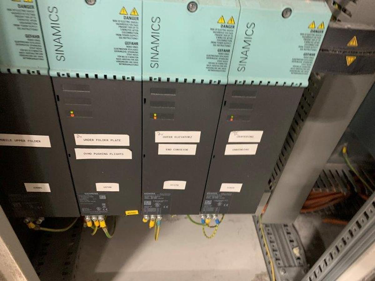 Used 2005 PERINI SINCRO 5.0 106" BRT REWINDING LINE WITH 2 LANE PERINI LOG SAW