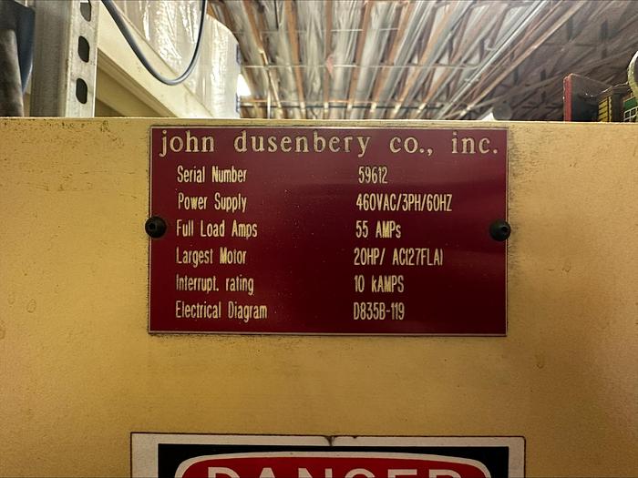 Used 64" WIDE DUSENBERY MODEL 835-24 DUPELX CANTILEVERED SLITTER REWINDER