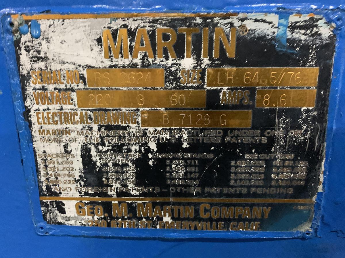 Used 60" MARTIN SHAFTLESS FLOOR PICK UP UNWIND STAND WITH MONTALVO BRAKES 60" DIAMETER (TWO AVAILABLE)