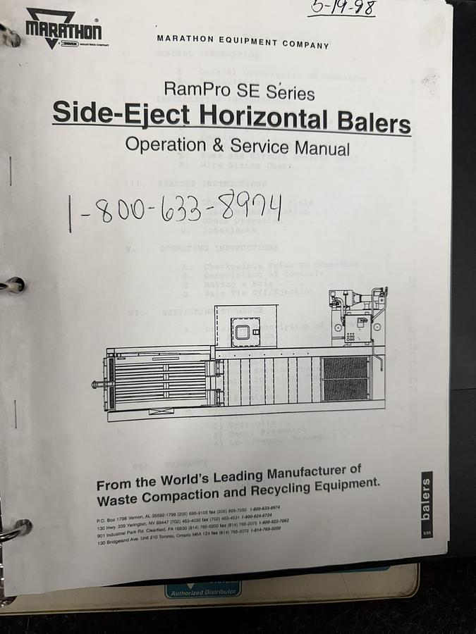 Used MARATHON HORIZONTAL CLOSED DOOR BALER