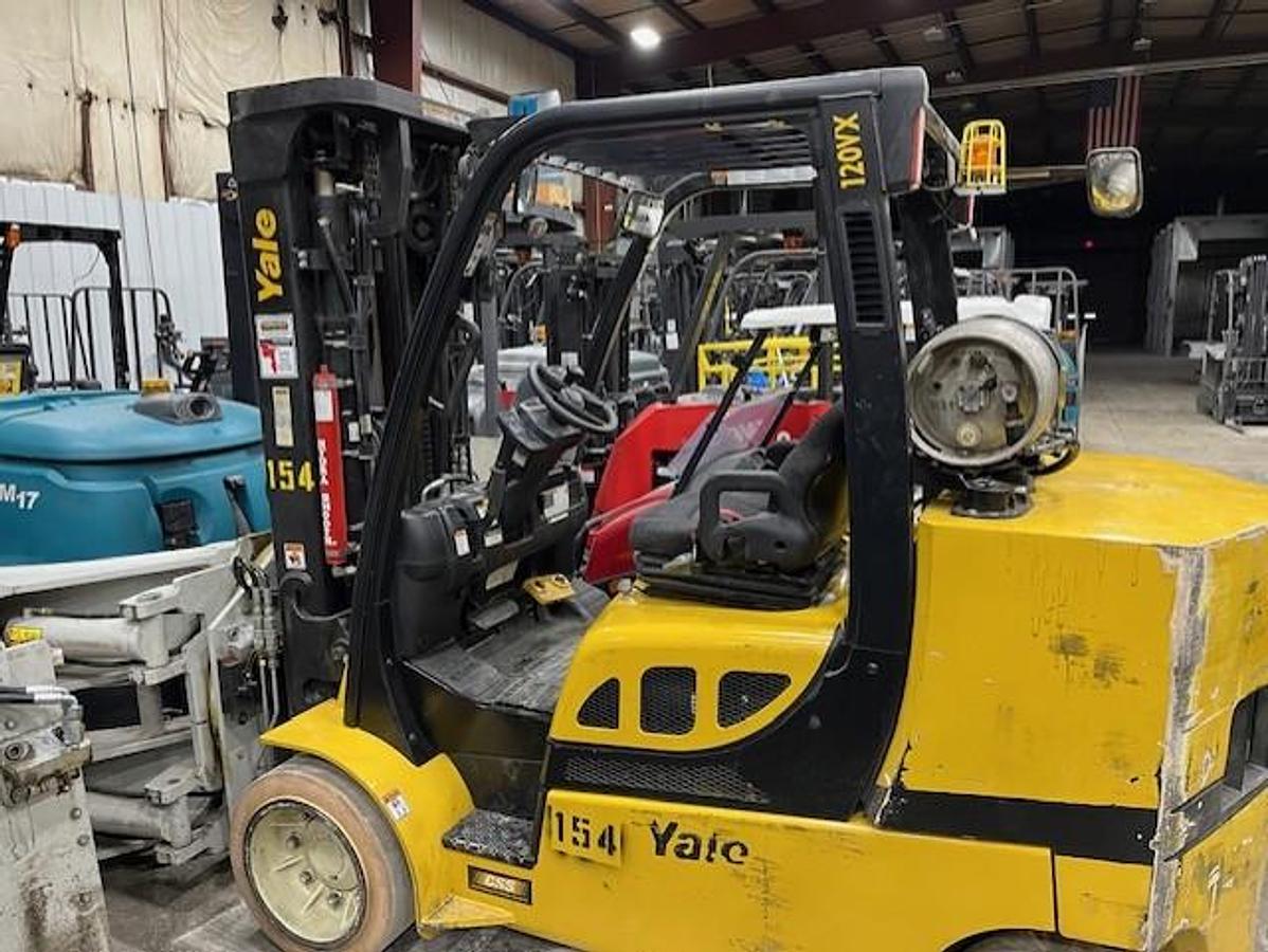 Used 12,000 POUND YALE MODEL GLC120VX FORKLIFT WITH 72" CASCADE PAPER ROLL CLAMP MANUFACTURED 2019