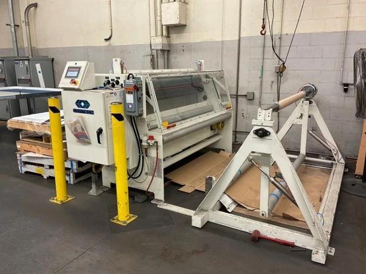 Used 74" WIDE CONTECH MODEL OS-74 SERVO SHEETER AUTOMATED ROLL CUTTER ALLEN BRADLEY CONTROLS MANUFACTURED 2018