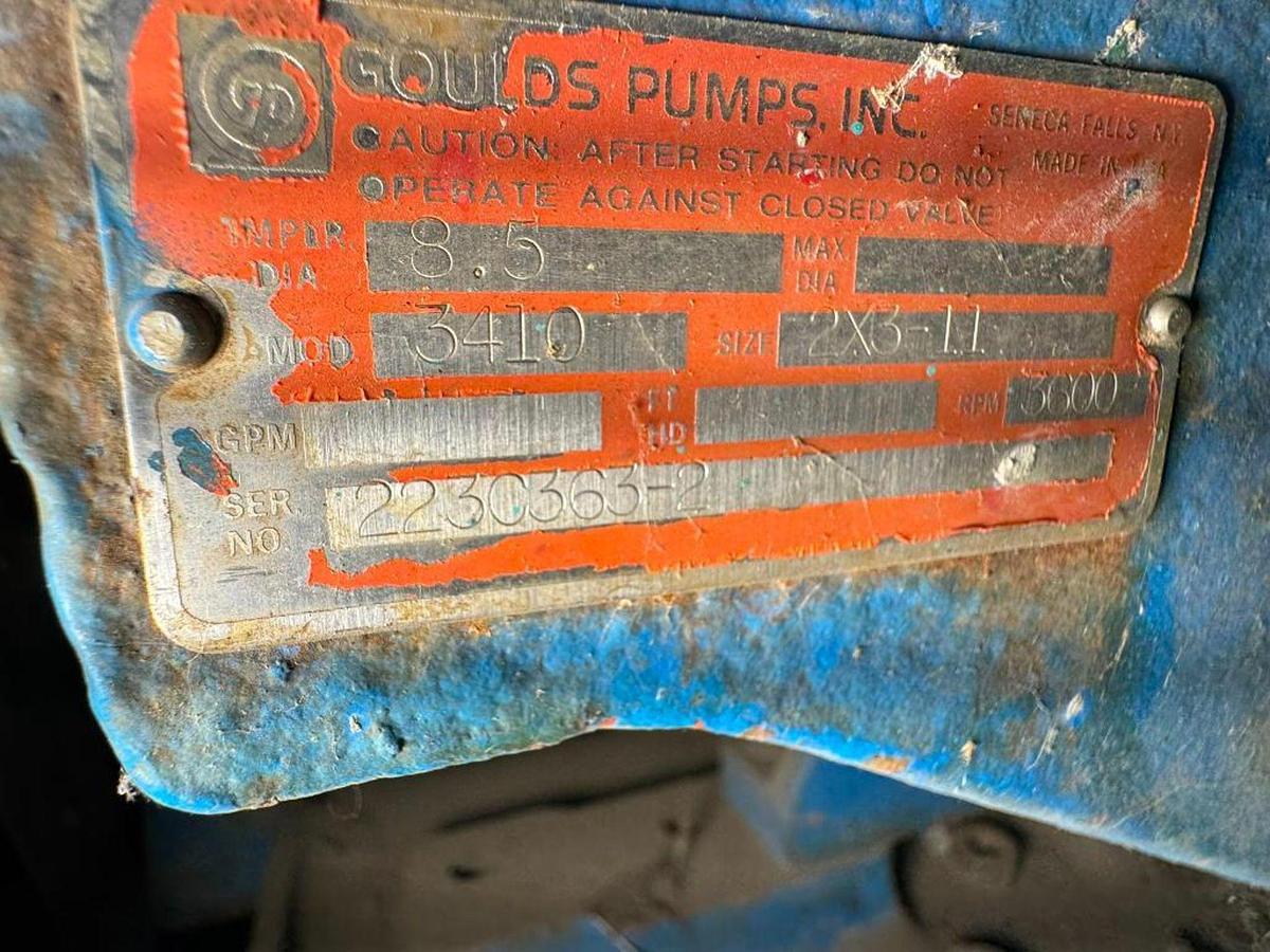 Used GOULDS MODEL 3410 SIZE 2X3-11 SPLIT CASE PUMP WITH MOTOR