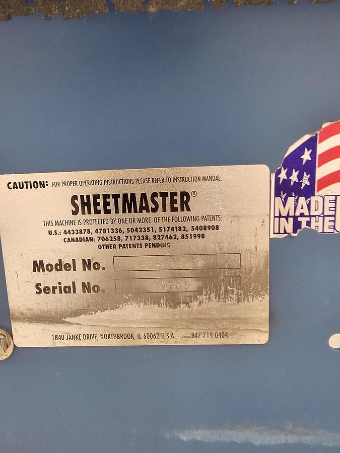 Used 60" WIDE ROSENTHAL SM-60 SHEETER W