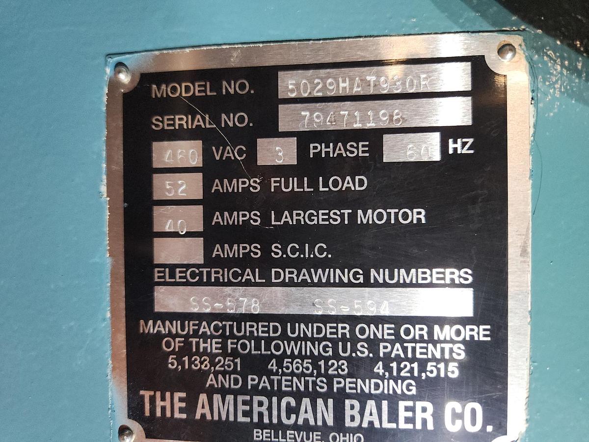 Used AMERICAN BALER 5029HAT930R HORIZONTAL BALER W/ AUTO TIE BALER 30HP 9" CYLINDER