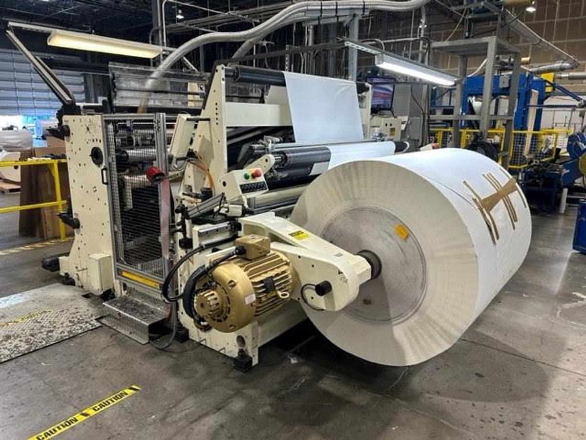 Used 63" DEACRO MODEL R1300 SLITTER REWINDER MFG 2015 - 50" DIAMETERS