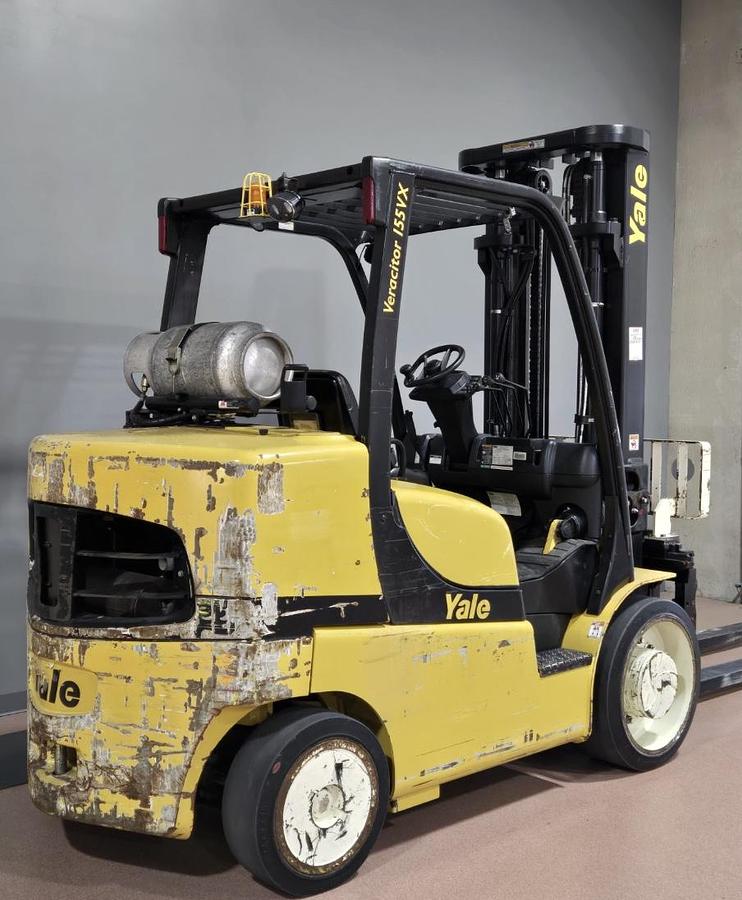 Used 15,500LB CAPACITY YALE GLC155VX FORKLIFT WITH SIDE SHIFT FORK POSITIONER