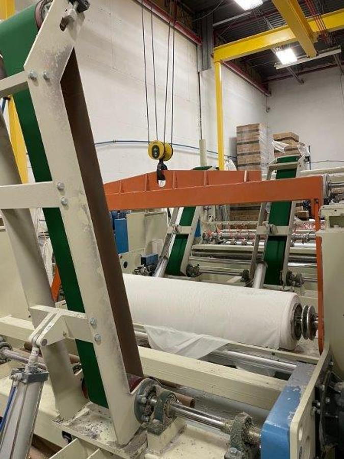 Used 112" WIDE BAOSUO PF-A-2900 SLITTER REWINDER MFG 2021