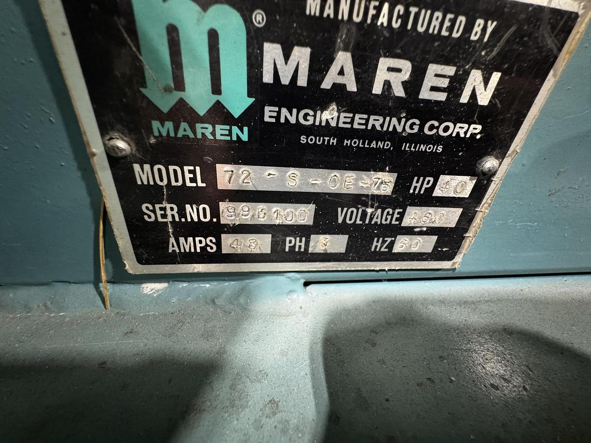 Used MAREN MODEL 72-S-0E-75 40HP HORIZONTAL AUTO-TIE BALER W/ MAREN MODEL 60 SHREDDER & CONVEYOR