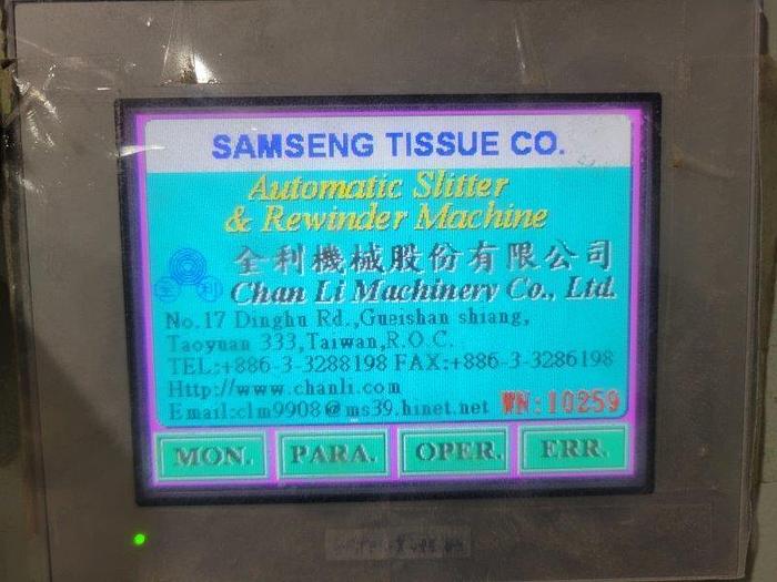 Used 112" CHAN LI (TAIWAN) JRT SLITTER REWINDER