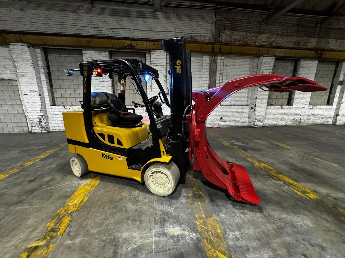 Used 12,000 POUND YALE GC120VXPRS FORKLIFT WITH 72" BOLZONI CLAMP MANUFACTURED 2021