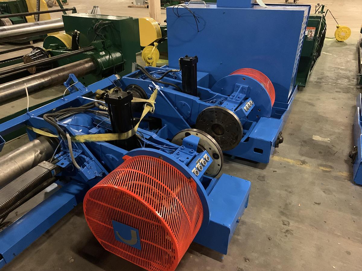 Used 87" JAGENBERG SHAFTLESS FLOOR PICK UP UNWIND STAND MDL SE-15  60" OD  ROLL CAPACITY