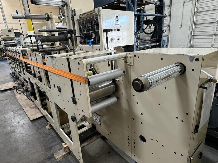 Used 13" WIDE MARK ANDY MODEL 2200-13E FLEXO PRESS 8 PRINT STATIONS 1 DIE CUTTING STATION