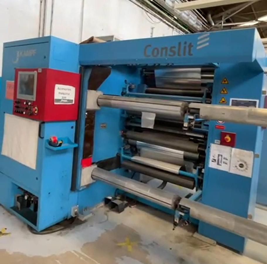 Used 41" (1050mm) WIDE KAMPF CONSLIT III 10/085 ALUMINUM FOIL DUPLEX SLITTER REWINDER