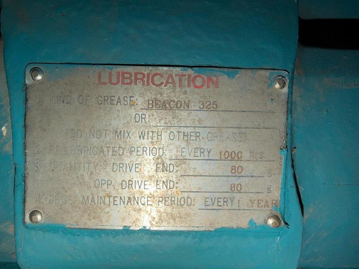 Used 400HP TEC-WESTINGHOUSE AC MOTOR FRAME 5808A OVERHAULED JANUARY 2015