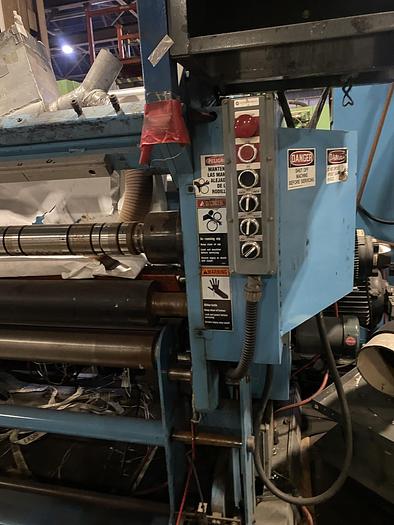 Used 72" WIDE CEI/GERBCO COUNTER ROLL SLITTER REWINDER - PENDING