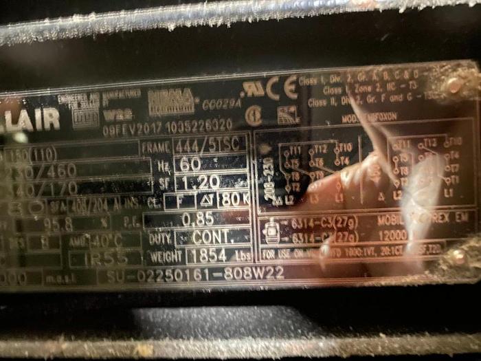 Used SULLAIR MODEL LS11009 AIR COMPRESSOR MANUFACTURED 2017