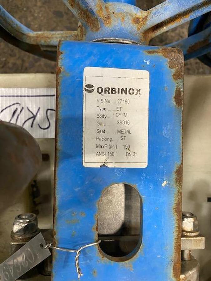 Used MANUAL 3" & 4" STAINLESS STEEL KNIFE GATE VALVES LOT OF (18) VELAN, ORBINOX, TL