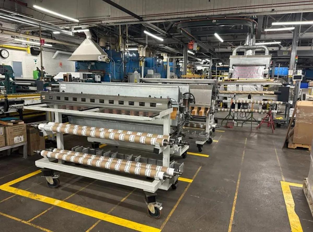 Used 62" WIDE GHEZZI & ANNONI MODEL FA 300 NV FULLY AUTOMATIC TAPE SLITTER MFG 2020