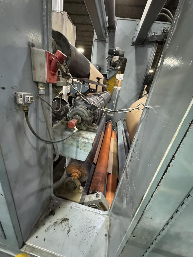 Used 95" WIDE A&F TWO DRUM SLITTER REWINDER - SHAFTLESS 72" DIAMETER REWIND