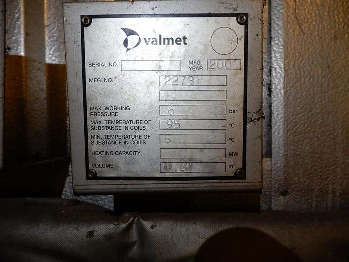 Used VALMET HEAT EXCHANGER MAX WORKING PRESSURE 6 BAR
