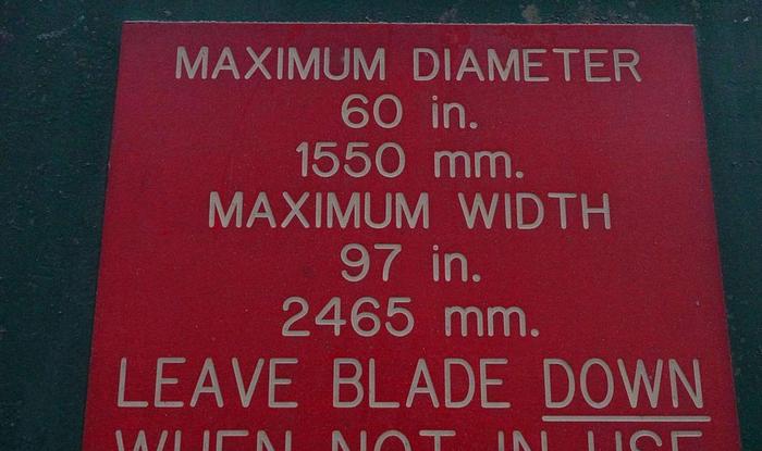 Used 97" WIDE BLACK CLAWSON ROLL SPLITTER 60" DIAMETER