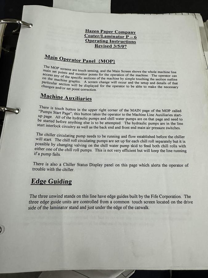 Used 72" WIDE INTAROTO LAMINATOR - PAPER & BOARD