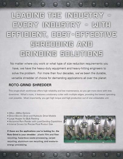 Used GRANUTECH SATURN DUAL SHAFT SHREDDER 400HP MODEL 96-50