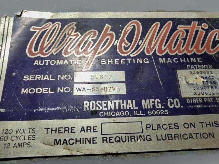 Used 60" ROSENTHAL SHEETER MODEL WAS-S5-UZV8 WITH RAZOR SLITTING