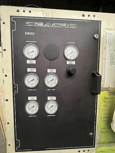 Used 65" WIDE DEACRO MODEL DA-653 DUPLEX CANTILEVERED SLITTER REWINDER