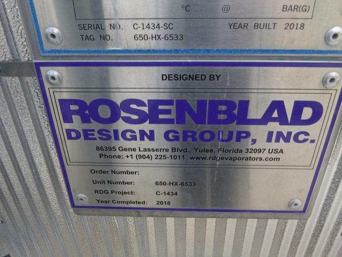 Used ROSENBLAD DESIGN GROUP, INC. MULTI-EFFECT EVAPORATOR SYSTEM MANUFACTURED 2018 - PENDING RF