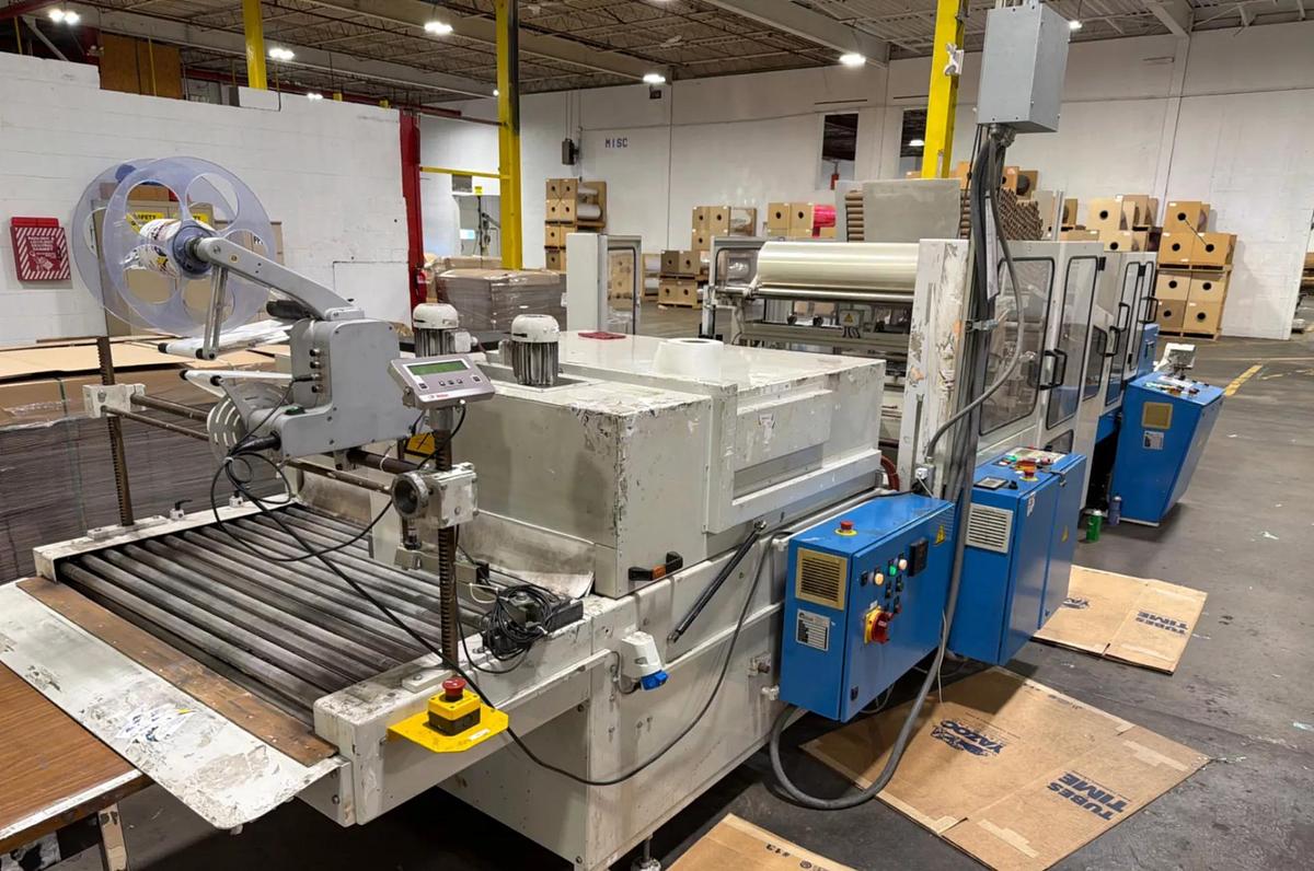 Used 40" (1000MM) MOLLER RW 1000 PLASTIC / GIFT WRAP COUNTER ROLL REWINDER