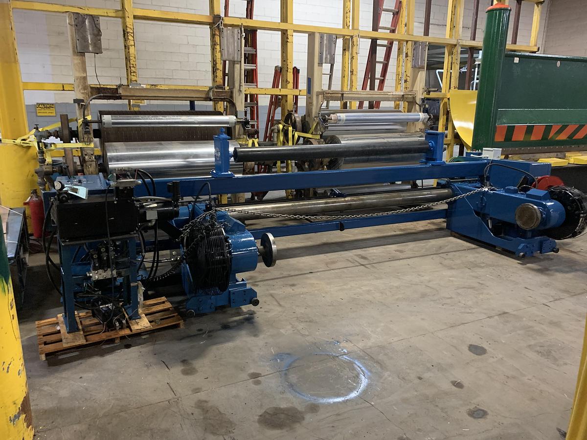 Used A & F MDL. RS-60  105" WIDE X 72" DIAMETER SHAFTLESS FLOOR PICKUP UNWIND STAND REBUILT 2013