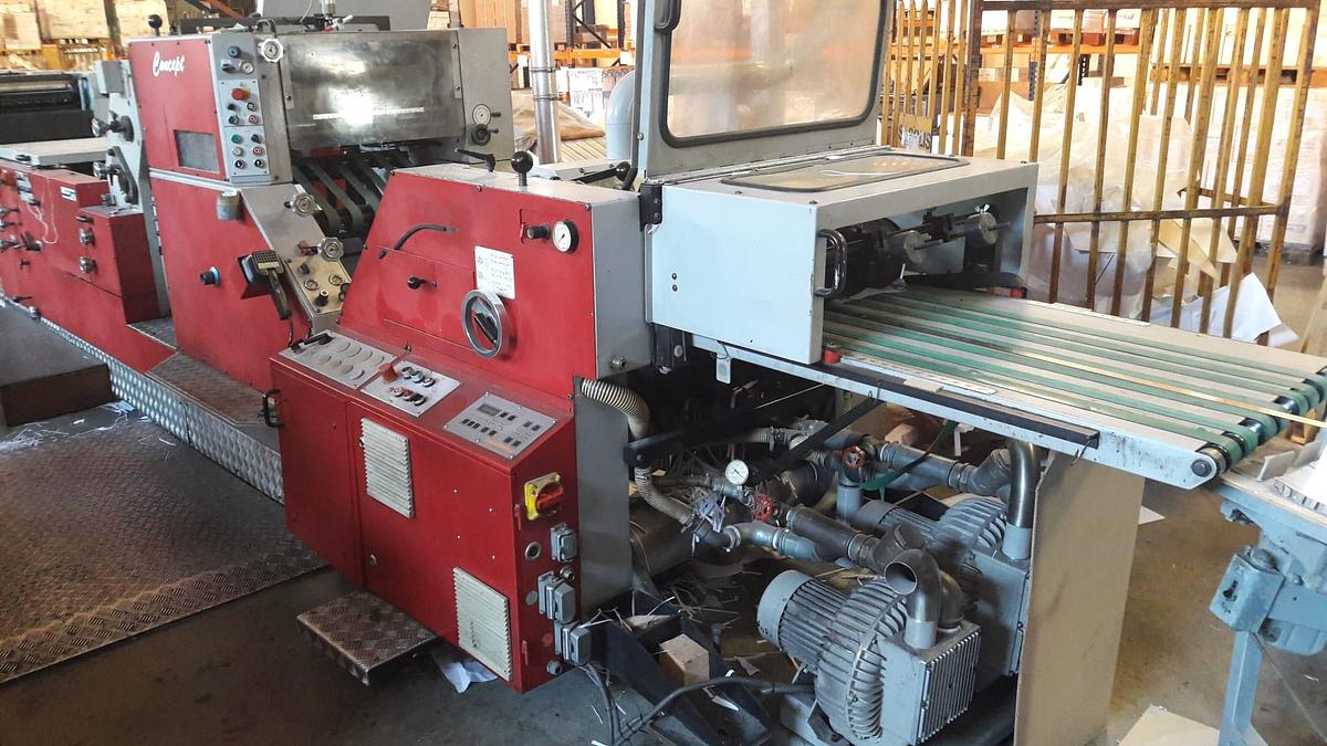 Used 22" WIDE MULLER MARTINI CONCEPT PRINTING PRESS WITH FOLDING AND SHEETING