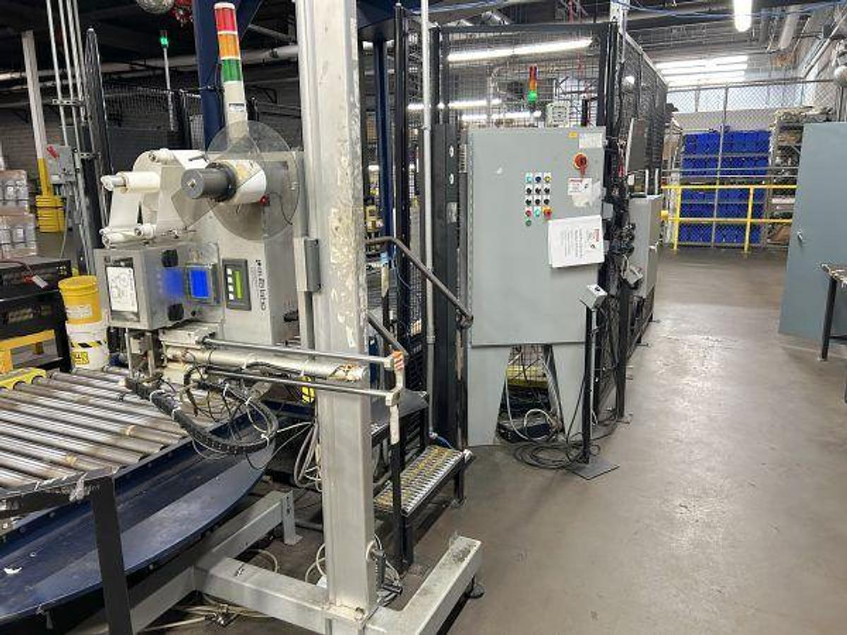 Used LANTECH AUTOMATIC PACKOUT LINE MODEL SLC-AUTO