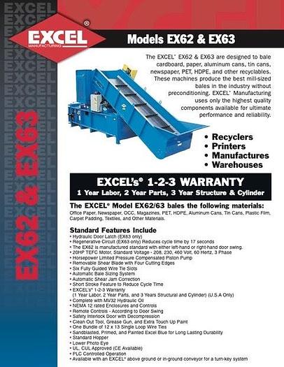 Used EXCEL EX-63 HORIZONTAL FULL EJECT BALER WITH CONVEYOR 2023