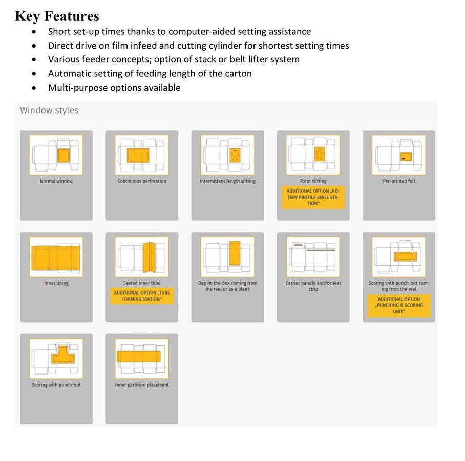 Used 20" WIDE KOHMANN WINDOW PATCHING MACHINE FOR CARDBOARD DUAL LANE - MFG 2015