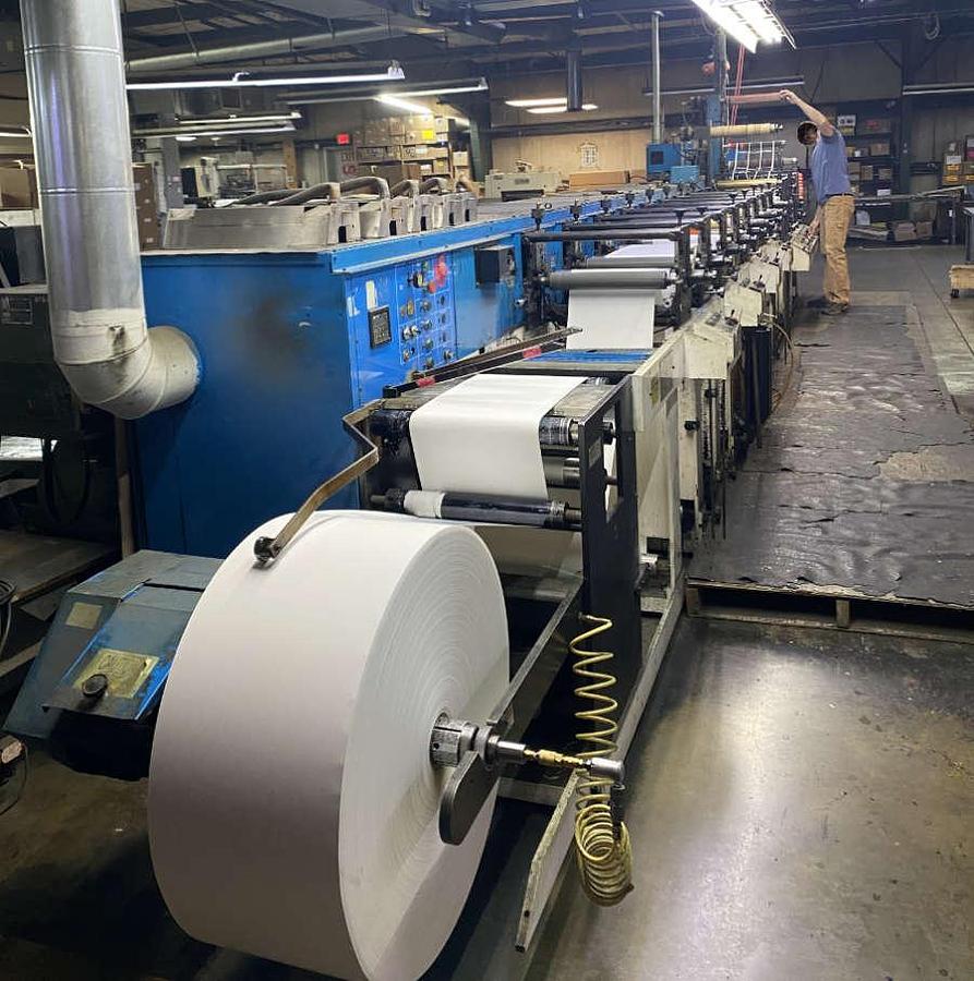 Used 16" WIDE ROTOPRESS MODEL 6516 8 COLOR 3 DIE STATIONS FLEXO PRESS