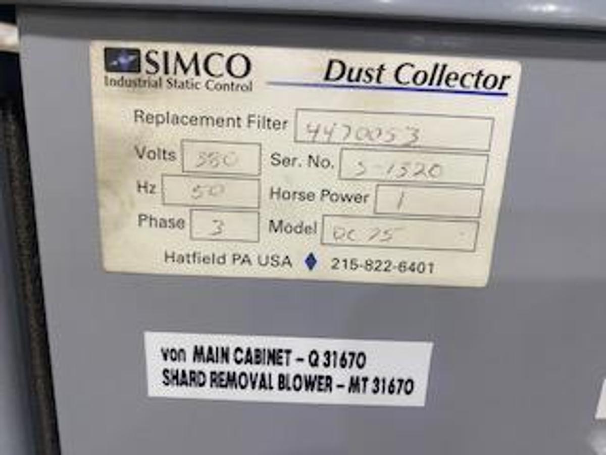Used SIMCO INDUSTRIAL STATIC CONTROL MODEL DC 75 DUST COLLECTOR