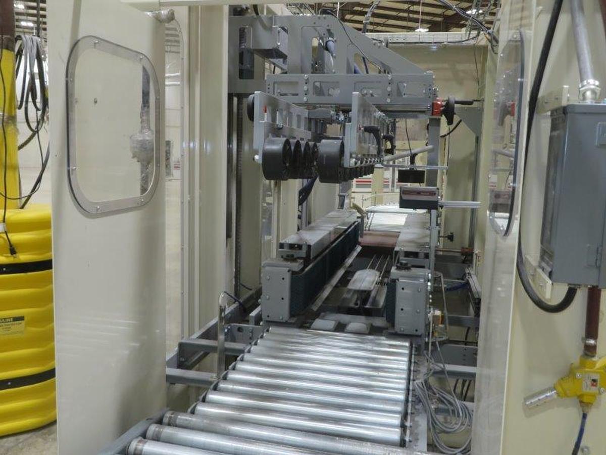 Used 2010 BAOSUO ULTRA COMPACT 102" KITCHEN TOWEL REWINDING LINE WITH LOG SAW AND PACKAGING