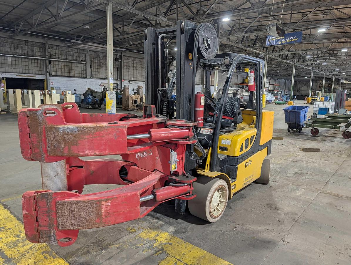 Used 12,000 POUND YALE GC120VXPRS FORKLIFT WITH 72" BOLZONI CLAMP