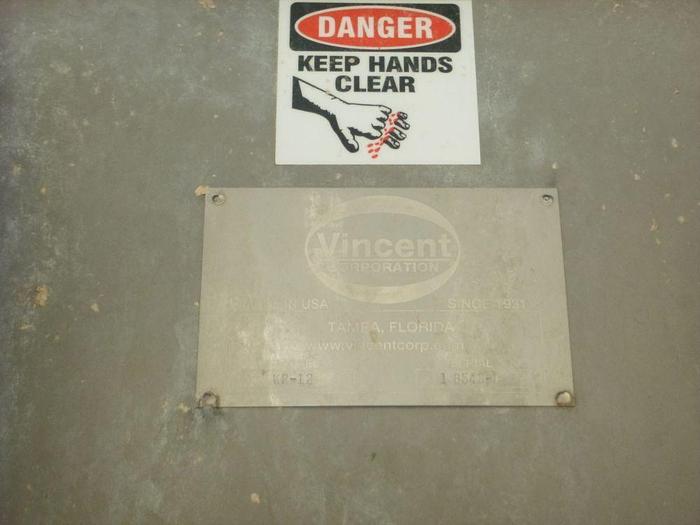 Used VINCENT MODEL KP-12 SLUDGE SCREW PRESS S/S - PENDING