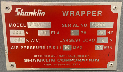 Used SHANKLIN F-5A AUTOMATI SIDE SEAL SHRINK SYSTEM WITH SHANKLINE T-7XL SHRINK TUNNEL