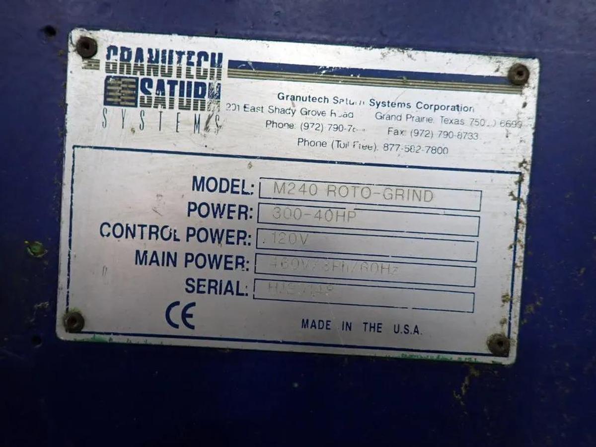 Used 63" GRANUTECH SATURN ROTO-GRIND MODEL M160H SINGLE SHAFT SHREDDER 200 HP