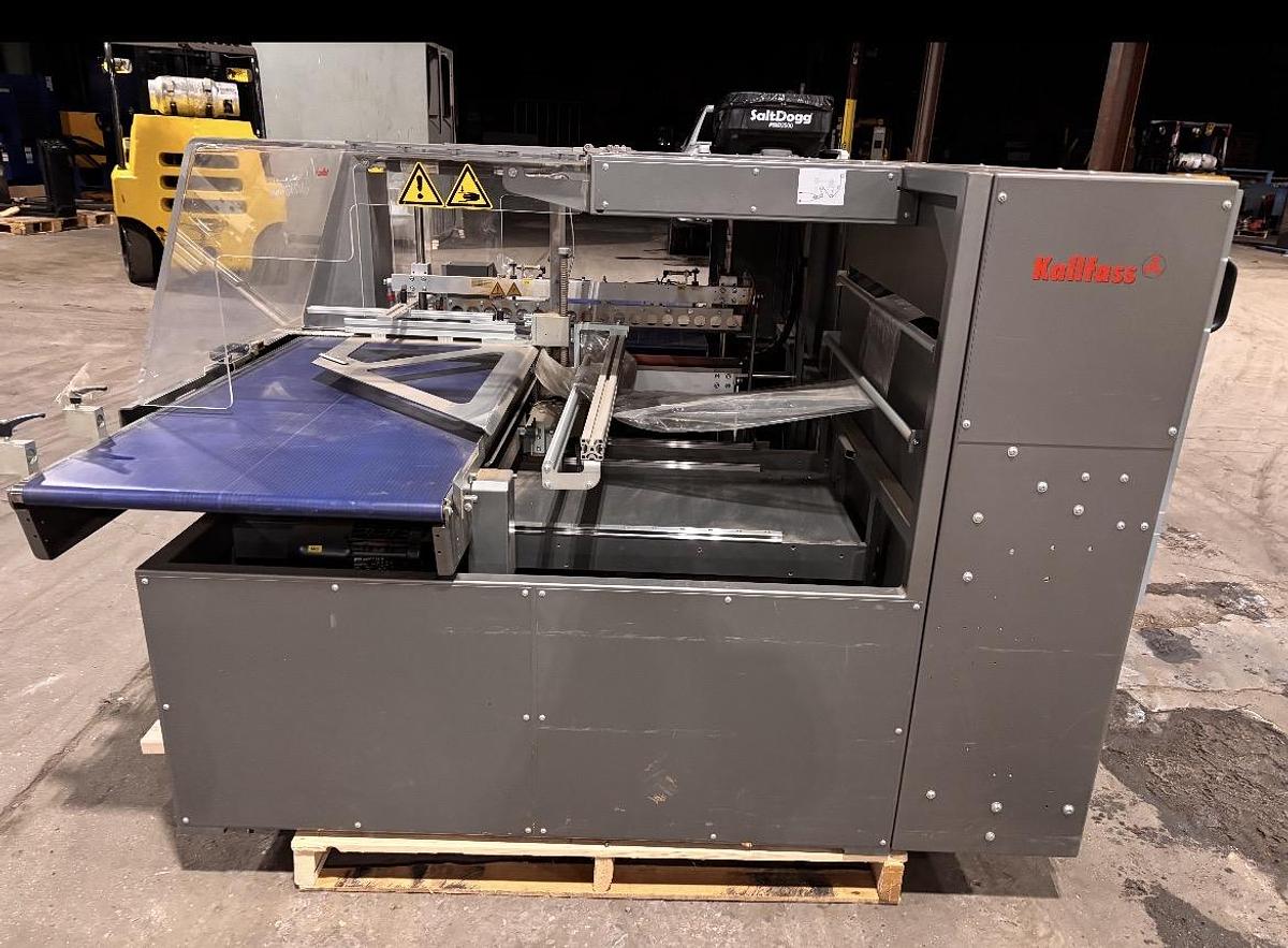 Used KALLFASS UNIVERSA 800 AUTOMATIC SIDE SEAL SHRINK WRAP SYSTEM MFG 2020